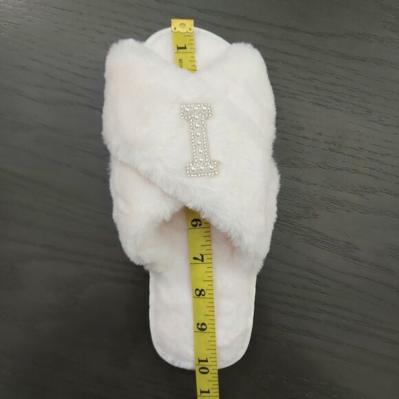 Wedding I Do Bride Slippers Size 40-41 Ivory Slip On Fluffy Wedding Anniversary - Picture 12 of 12